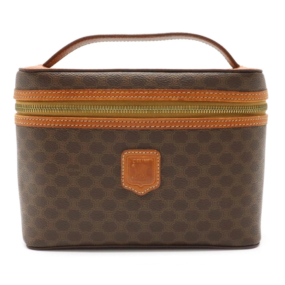 Celine Macadam handbag vanity bag Pouch Clutch leather brown dark